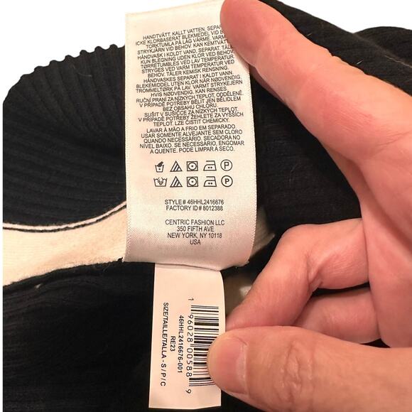 Herve Leger Ribbed Knit Midi Pencil Skirt Side Striped Black Alabaster, S NWOT - Picture 5 of 11